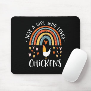Nur ein Mädchen, das Lieben Hühner Regenbogen Gesc Mousepad