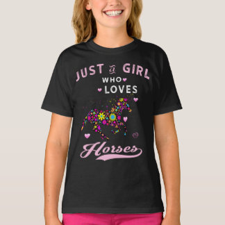 Nur ein Mädchen, das Lieben im Shirt Pferde Frauen