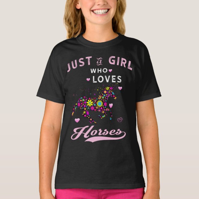 Nur ein Mädchen, das Lieben im Shirt Pferde Frauen (Vorderseite)
