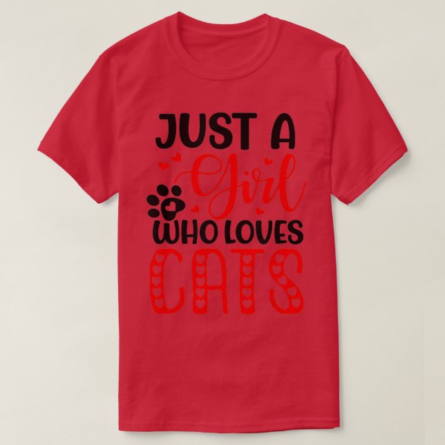 Nur ein Mädchen, das Lieben Katzen Niedliche Cat L T-Shirt (Design vorne)