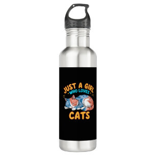 Nur ein Mädchen, das Lieben Katzen Niedliche Kätzc Edelstahlflasche