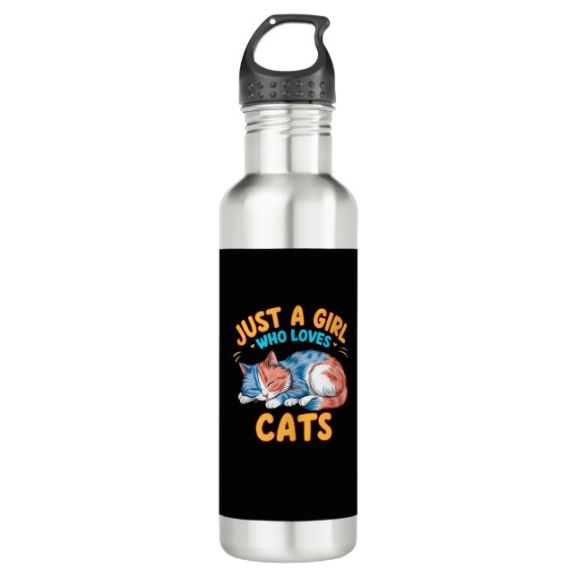 Nur ein Mädchen, das Lieben Katzen Niedliche Kätzc Edelstahlflasche (Vorderseite)