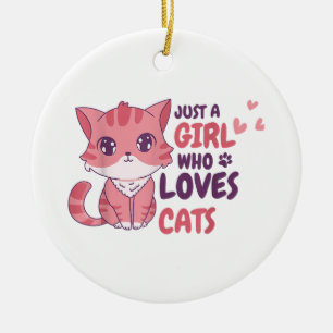 Nur ein Mädchen, das Lieben Katzen Niedliche Katze Keramik Ornament