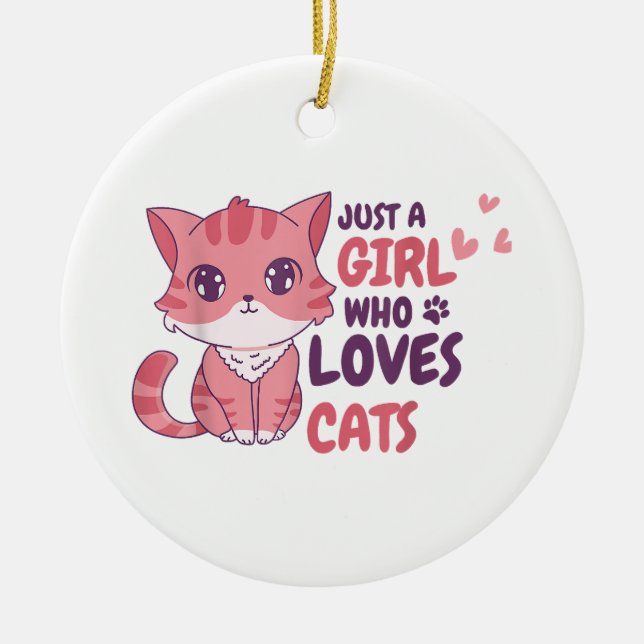 Nur ein Mädchen, das Lieben Katzen Niedliche Katze Keramik Ornament (Vorne)