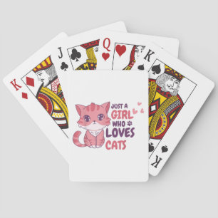 Nur ein Mädchen, das Lieben Katzen Niedliche Katze Spielkarten