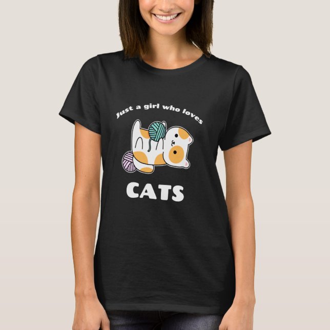 Nur ein Mädchen, das Lieben Katzen Niedliche Katze T-Shirt (Vorderseite)