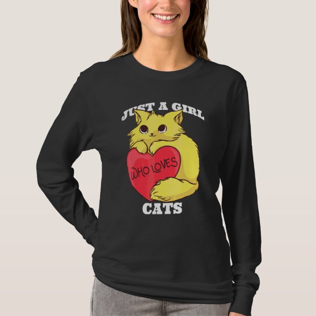 Nur ein Mädchen, das Lieben Katzen Niedliche Katze T-Shirt (Vorderseite)