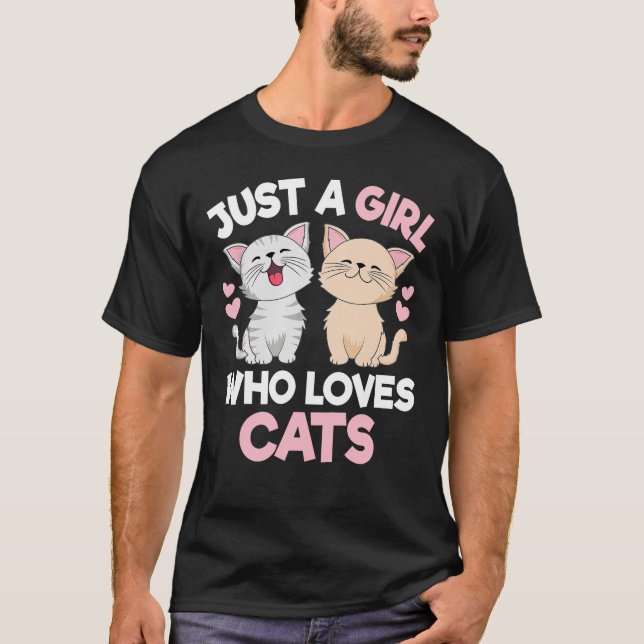 Nur ein Mädchen, das Lieben Katzen Niedliche Liebe T-Shirt (Vorderseite)