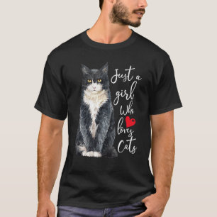 Nur ein Mädchen, das Lieben Katzen Wasserfarbe Kat T-Shirt
