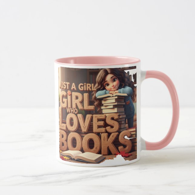 Nur ein Mädchen, das Lieben macht Bücher Tasse (Rechts)