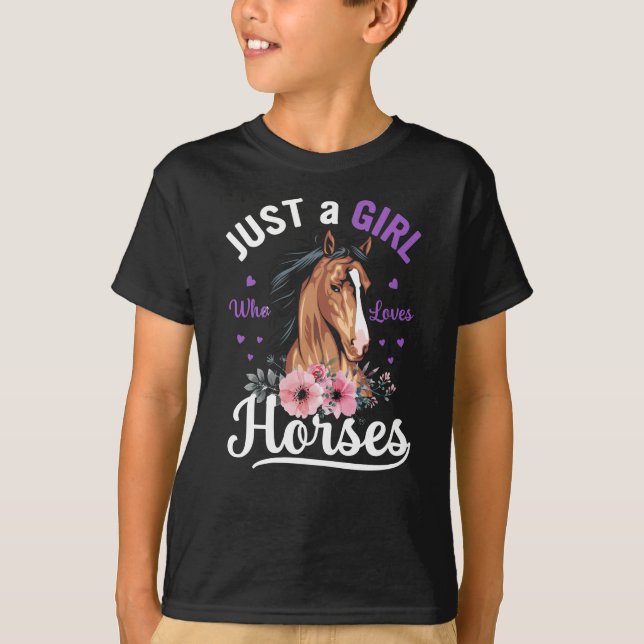 Nur ein Mädchen, das Lieben Pferde Girls Pferdebes T-Shirt (Vorderseite)