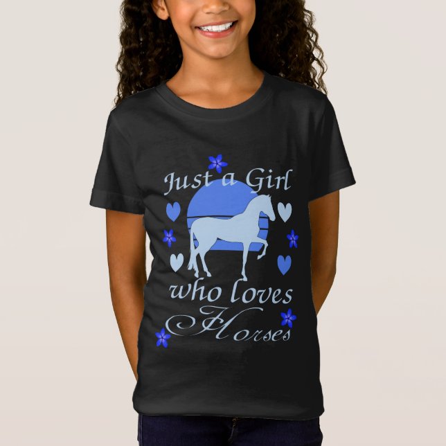 Nur ein Mädchen, das Lieben Pferde in Blue T - Shi T-Shirt (Vorderseite)