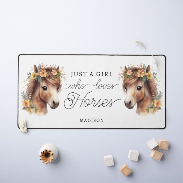 Nur ein Mädchen, das Lieben Pferde Niedlich Pony R Schreibtischunterlage (Kindertisch)