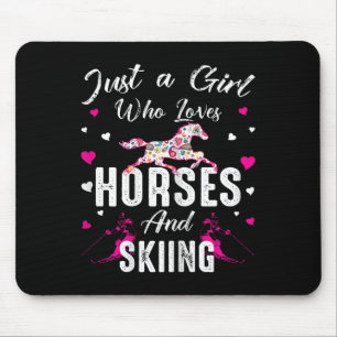 Nur ein Mädchen, das Lieben Pferde und Skifahrer L Mousepad