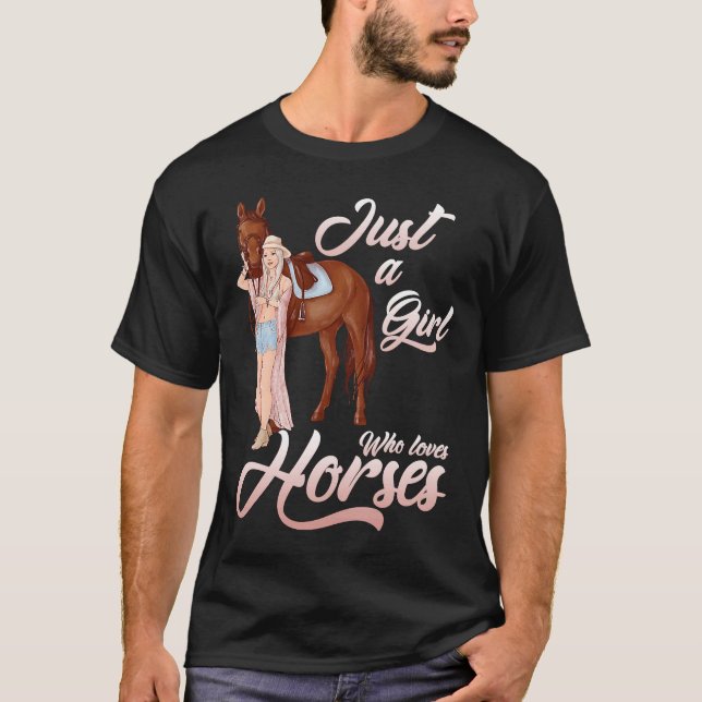Nur ein Mädchen, das Lieben Pferde Wasserfarbe Pfe T-Shirt (Vorderseite)