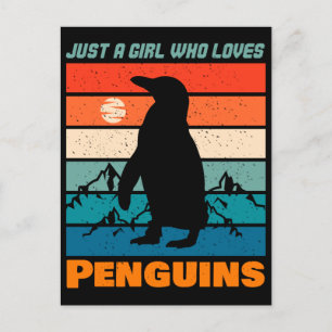 Nur ein Mädchen, das Lieben Pinguine Retro-Tier Postkarte