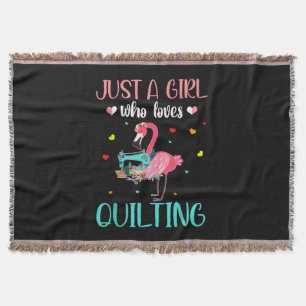 Nur ein Mädchen, das Lieben quilt und Flamingo Decke