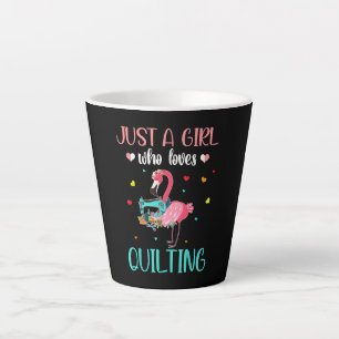Nur ein Mädchen, das Lieben quilt und Flamingo Milchtasse