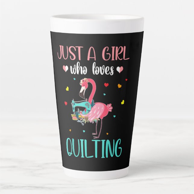 Nur ein Mädchen, das Lieben Quilts und Flamingo Milchtasse (Vorderseite)