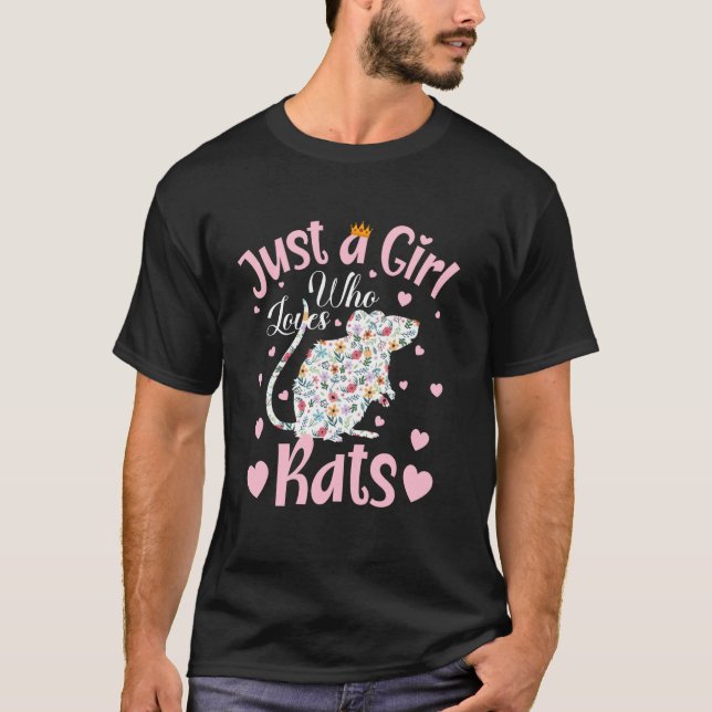 Nur ein Mädchen, das Lieben Rats Women Girls Flora T-Shirt (Vorderseite)