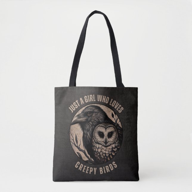 Nur ein Mädchen, das Lieben Ravens Owls Art Tasche (Vorderseite)