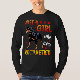 Nur ein Mädchen, das Lieben Rottweiler Hund über 9 T-Shirt