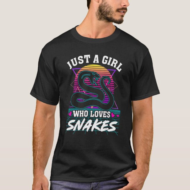Nur ein Mädchen, das Lieben Schlangen Retro 80er S T-Shirt (Vorderseite)