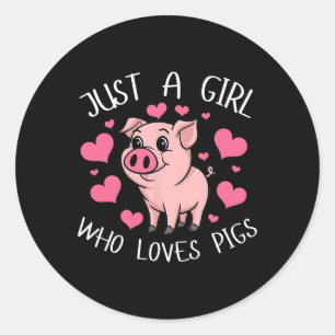 Nur ein Mädchen, das Lieben schweine Pink Heart Ki Runder Aufkleber