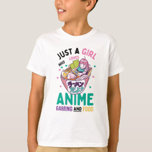 Nur ein Mädchen, das Lieben Spiele und Essen anbie T-Shirt