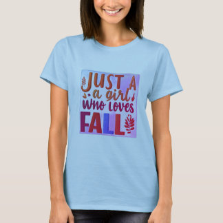 Nur ein Mädchen, das Lieben Stickereidesign fallen T-Shirt