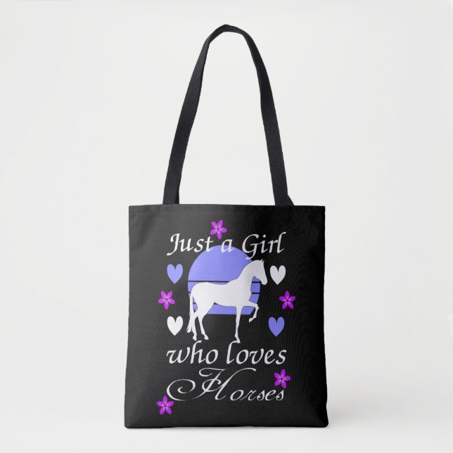 Nur ein Mädchen, das Lila Pferde Liebe Tasche (Vorderseite)