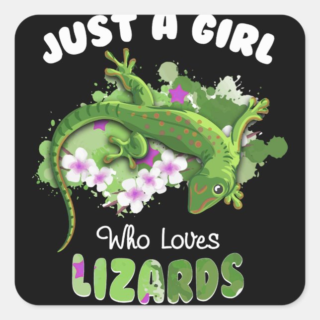 Nur ein Mädchen, das Lizards Liebe Reptile Eigentü Quadratischer Aufkleber (Vorderseite)