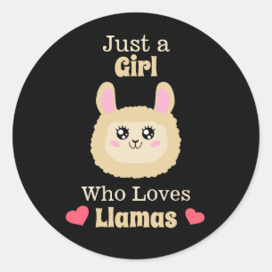 Nur ein Mädchen, das Llamas Liebe Runder Aufkleber
