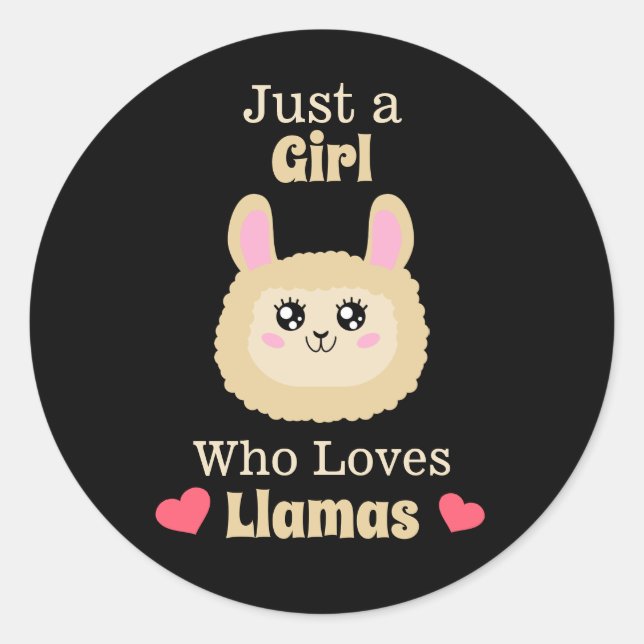 Nur ein Mädchen, das Llamas Liebe Runder Aufkleber (Vorderseite)