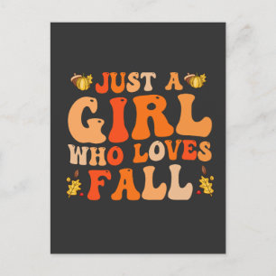 Nur ein Mädchen, das lustige Herbstgeschenke liebt Postkarte