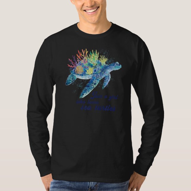 Nur ein Mädchen, das Meeresschildkröten im Sommer  T-Shirt (Vorderseite)