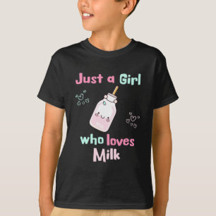 Nur ein Mädchen, das Milch niedlich lecken Rosa Li T-Shirt