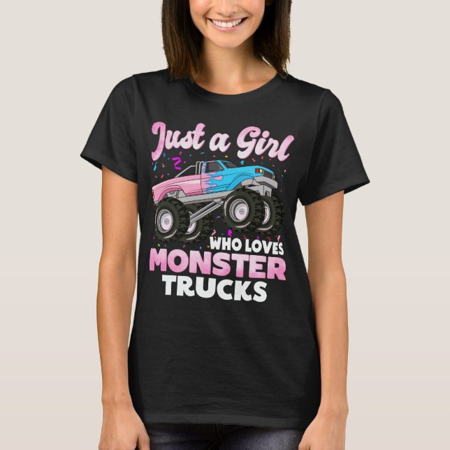 Nur ein Mädchen, das Monster-LKWs-Niedliche Mädche T-Shirt (Vorderseite)