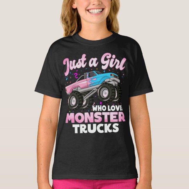 Nur ein Mädchen, das Monster-LKWs-Niedliche Mädche T-Shirt (Vorderseite)
