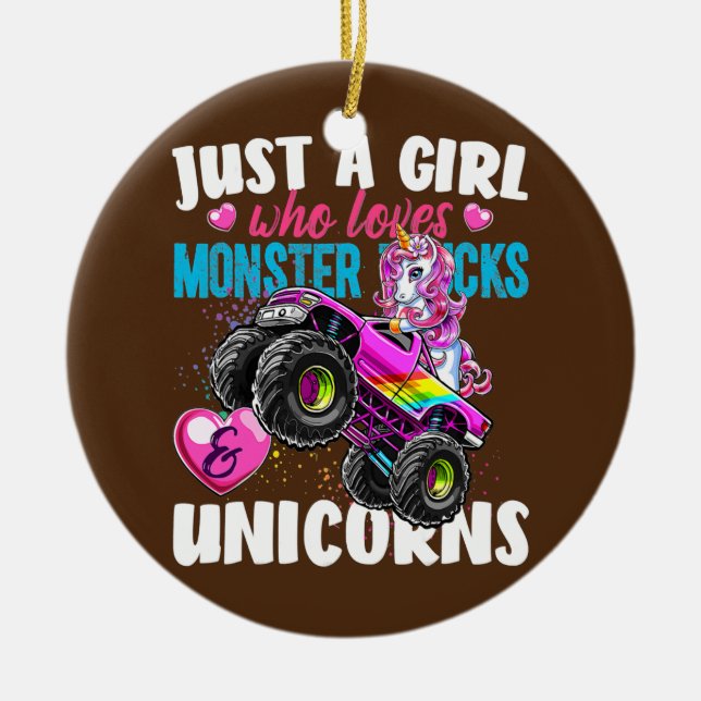 Nur ein Mädchen, das Monster-Trucks-Geschenke Lieb Keramik Ornament (Vorne)