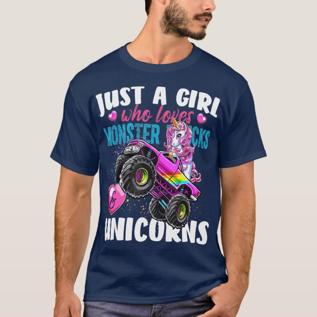 Nur ein Mädchen, das Monster Trucks und Geschenke  T-Shirt (Vorderseite)