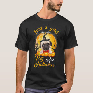 Nur ein Mädchen, das Mops-Hunde und Halloween lieb T-Shirt