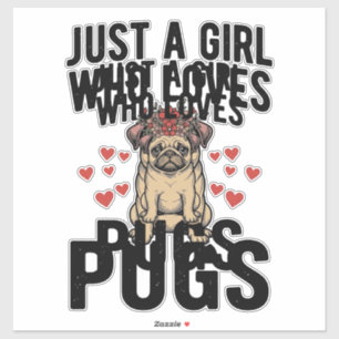 Nur ein Mädchen, das Mops-Oldschool-Hunde-Shirt-De Aufkleber