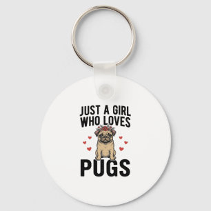 Nur ein Mädchen, das Mops-Oldtimer-Hunde-Shirt-Des Schlüsselanhänger
