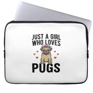 Nur ein Mädchen, das Mops-Vintage-Hunde-Shirt-Desi Laptopschutzhülle