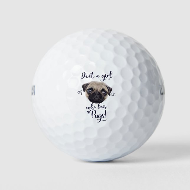 Nur ein Mädchen, das Möpsen Liebe Golfball (Vorderseite)
