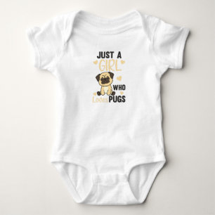 Nur ein Mädchen, das Möpsen Lieben Kawaii Hund Mop Baby Strampler