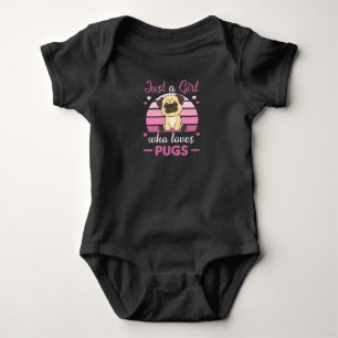Nur ein Mädchen, das Möpsen Lieben Kawaii Hund Mop Baby Strampler