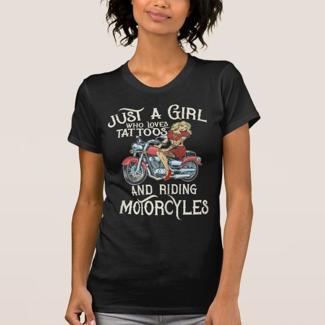 Nur ein Mädchen, das Motorräder Liebe Motorrad Fun T-Shirt (Vorderseite)