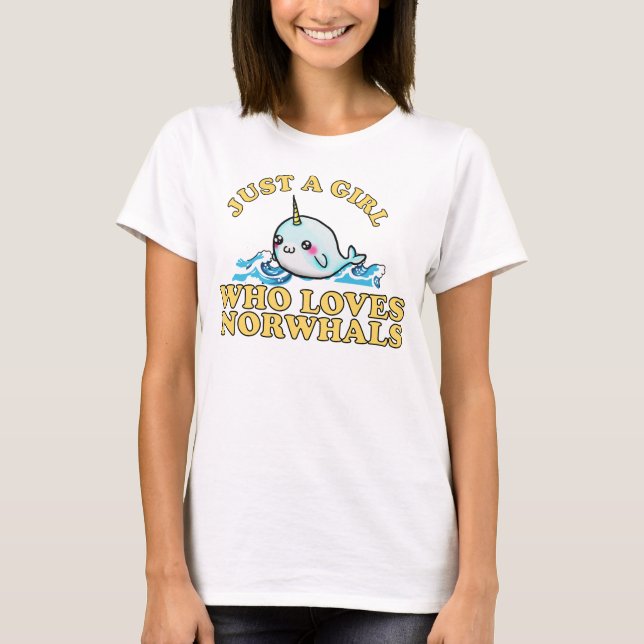 Nur ein Mädchen, das Narwhal Lieben T-Shirt (Vorderseite)